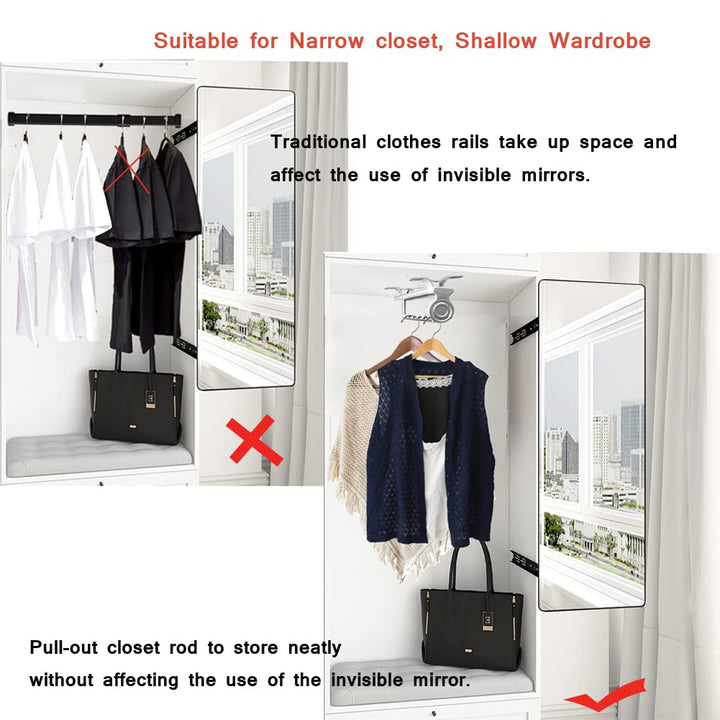 Pull out Closet Valet Rod Adjustable Closet Rod Heavy Duty Retractable Wardrobe Clothes Rail