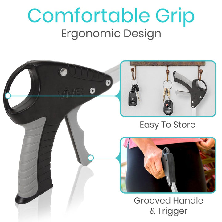 Suction Cup Grabber Reacher 32 - Elderly Grab It Reaching Pickup Tool Heavy Duty for Seniors - Trash, Sticks, Litter Picker Upper - Extra Long Reach Handle & Handy Extension Arm Claw