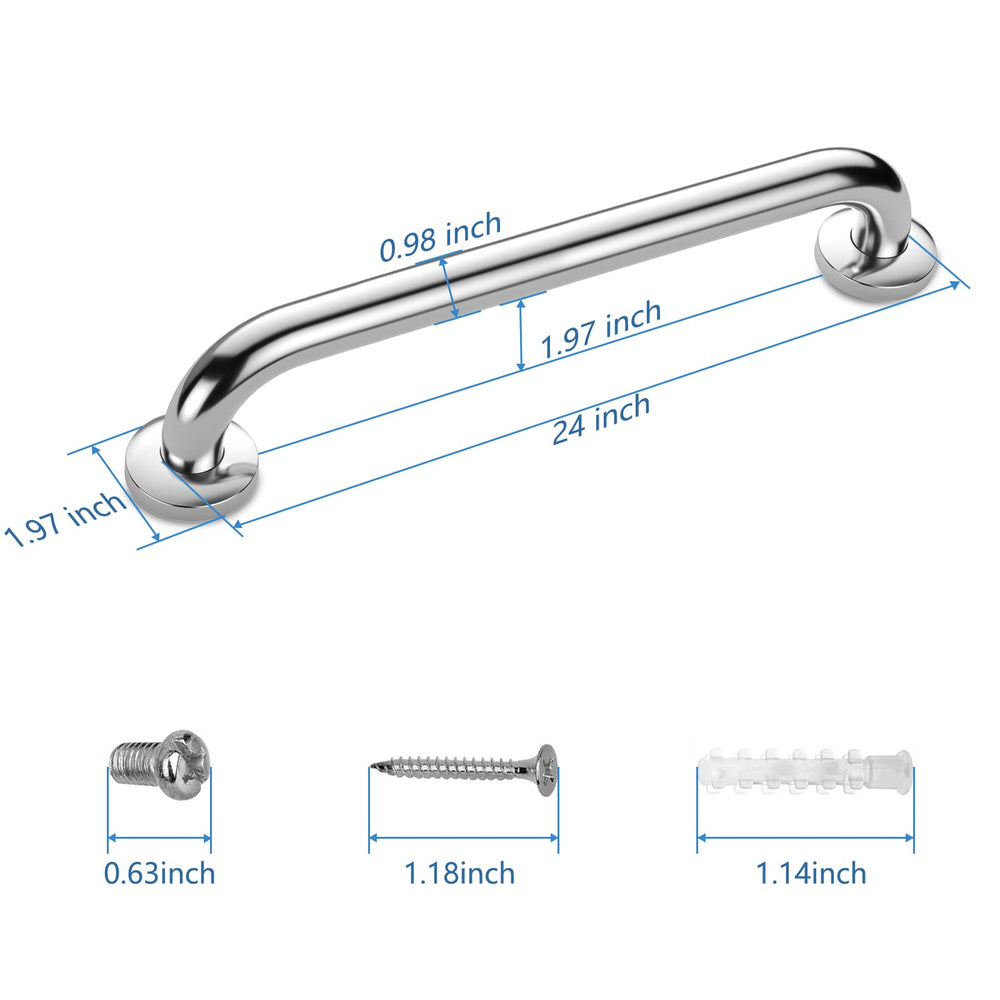 Shower Grab Bar 2 Pack, Stainless Steel Bathroom Grab Bar Shower Bath Handle Grab Bars for Bathtub Showers 24 Inch