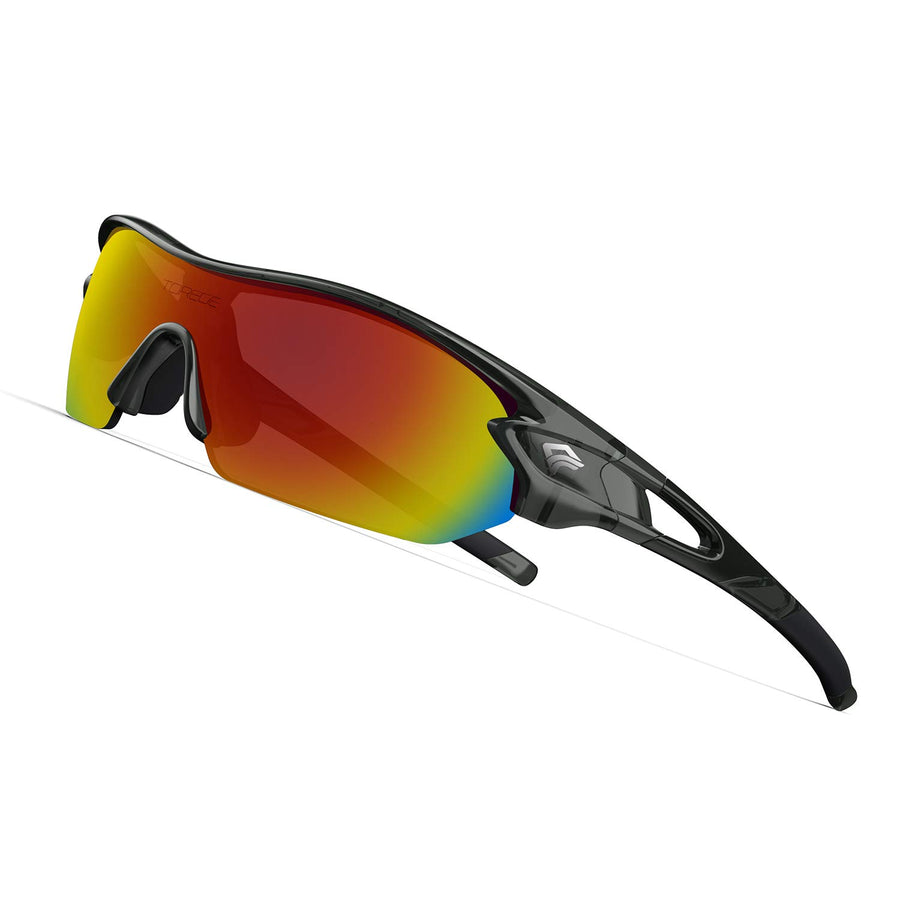 Polarized Sports Sunglasses for Men Women Cycling Running Driving Fishing Golf Baseball Glasses TR02 Upgraded(Transparent Gray&Black&Orange)