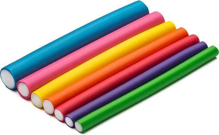 Salon Heatless Flexible Hair Rollers Curlers 42-pack 7 Soft Foam Flexi Twist Curling Rods for Short Long Hair