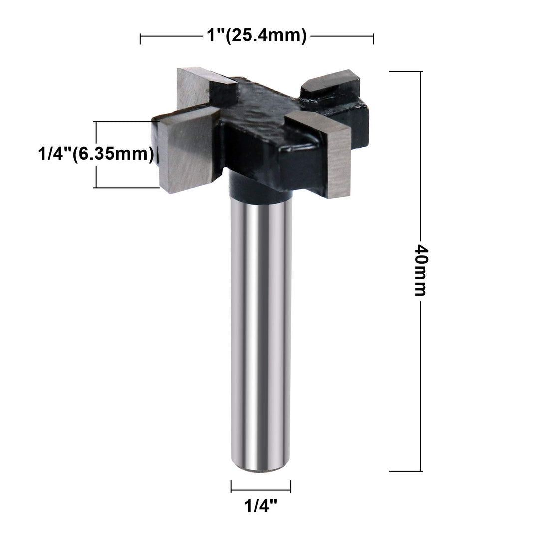 CNC Spoilboard Surfacing Router Bits 1/4 inch Shank 1 inch Cutting Diameter, Slab Flattening Router Bit Carbide Planer Router Bits Wood Milling Cutter Planing Woodworking Tools