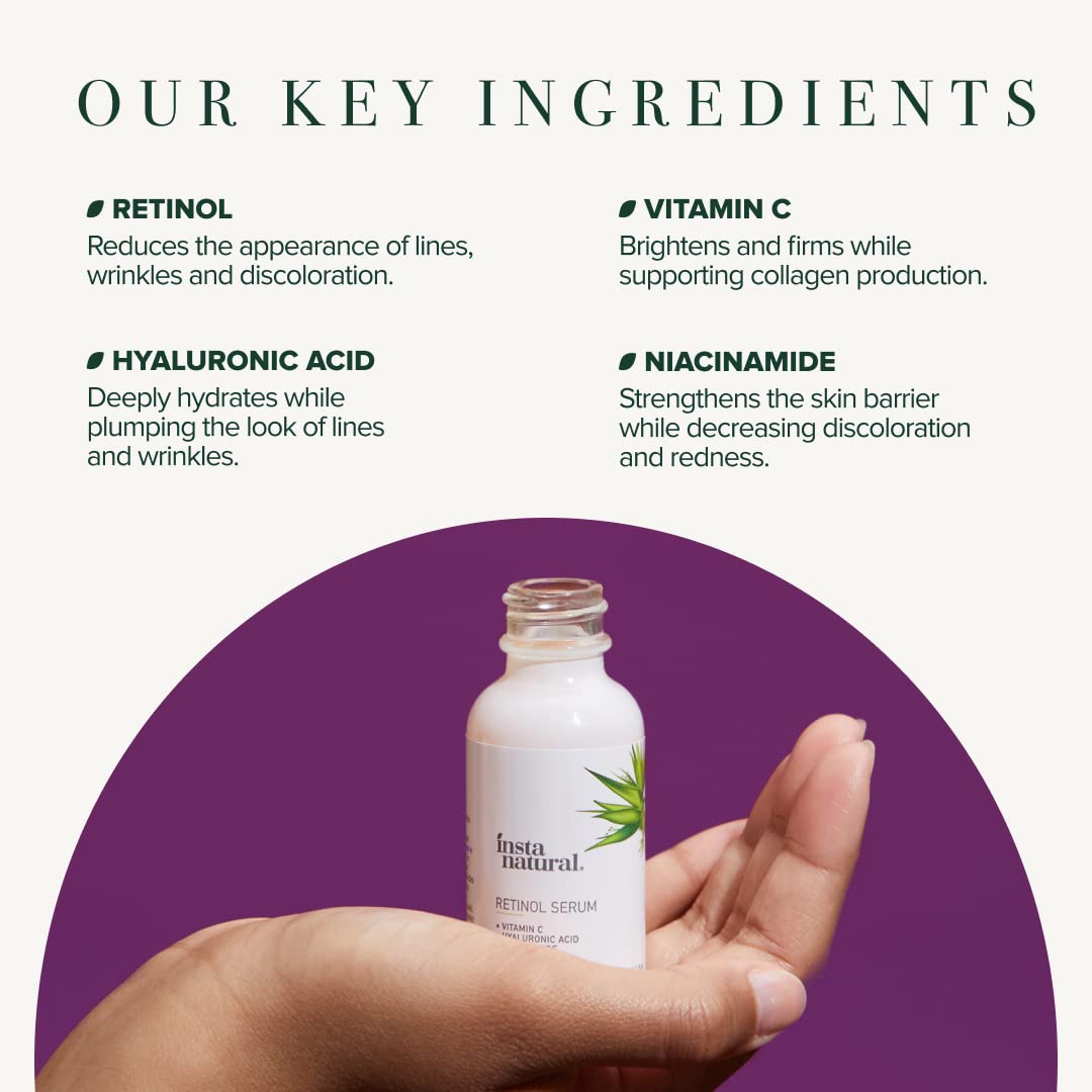 Retinol Serum for Face with Niacinamide, Vitamin C, and Hyaluronic Acid, Anti Aging for Firmer Skin, Lines & Wrinkles & Brightening Serum