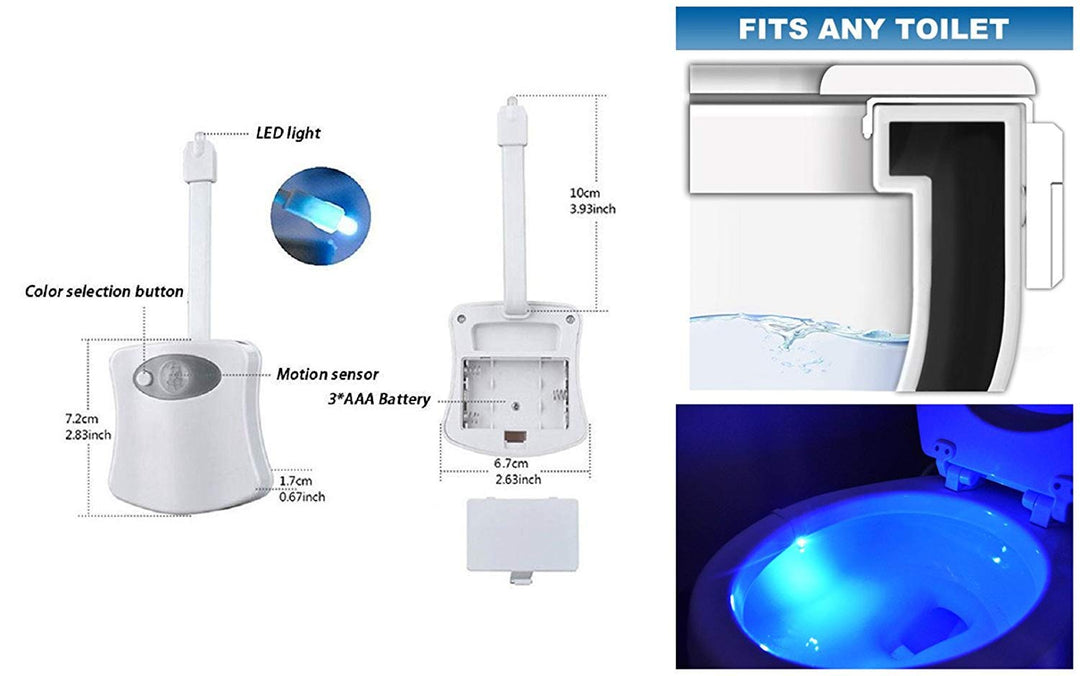 The Original Toilet Night Light Gadget, Fun Bathroom Lighting Add on Toilet Bowl Seat, Motion Sensor Activated LED 9 Color Modes - Weird Novelty Funny Birthday Gag Gifts for Men, Dad, Kids & Toddlers