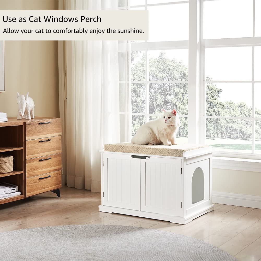 Cat Litter Box Enclosure Furniture, Cat Washroom, Hidden Litter Box Cover, Cabinet for Large Cat, Dog Proof Cat Litter Boxes, Hideaway Litter Box, Cat House, White
