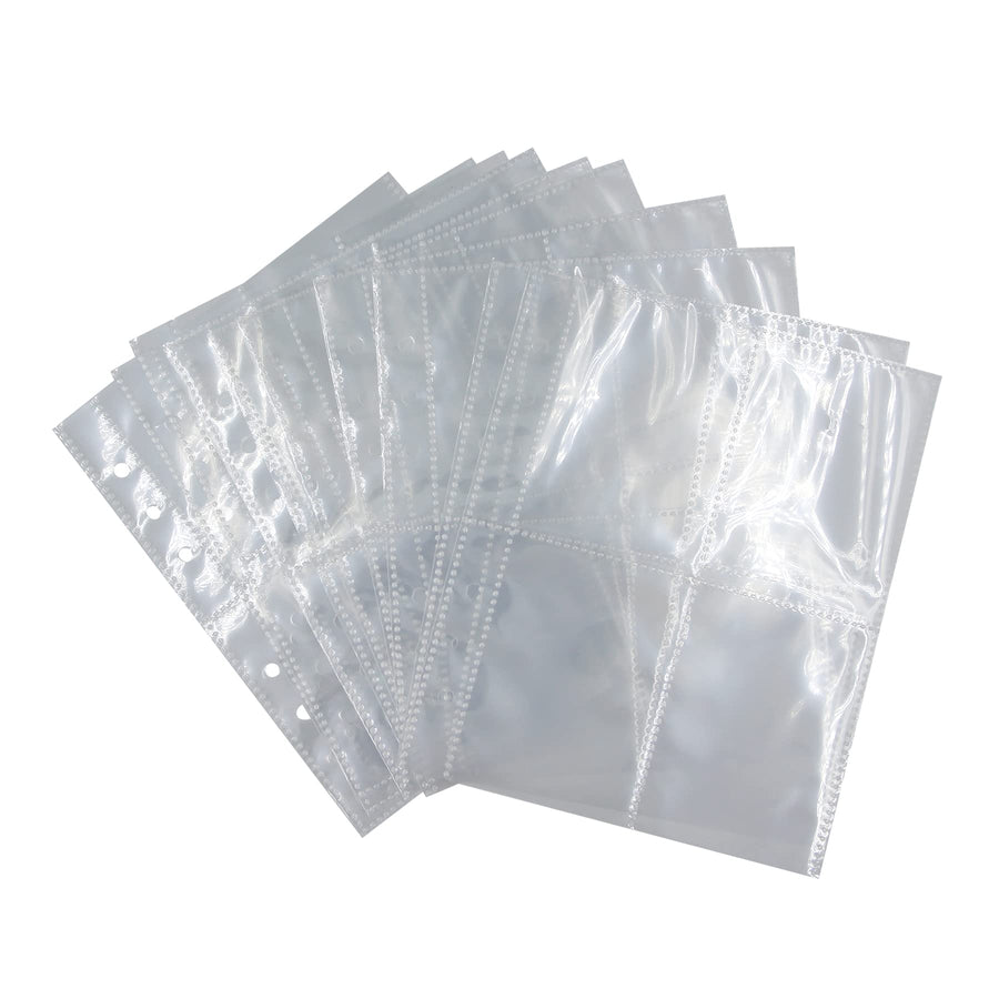 6-Ring Binder Sleeve Refills Clear Photo Pockets Photo Album Refillable Inserts,20 Pack