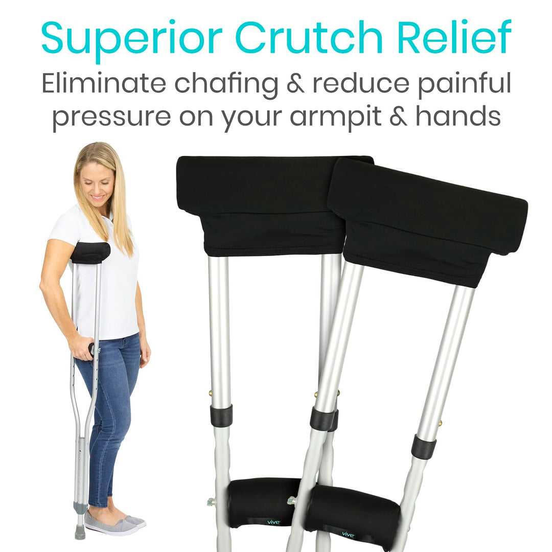Premium Crutch Pads & Hand Grips - Comfortable, Breathable, Machine Washable Padding - Moisture Wicking & Odor Reducing Pillow Accessory Covers for Adult & Youth Walking Crutches