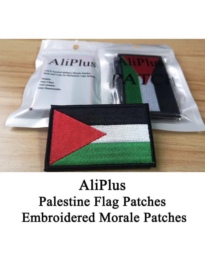 2 PCS Palestine Flag Patches Embroidered Tactical Military Morale Patch Applique Fastener Hook and Loop