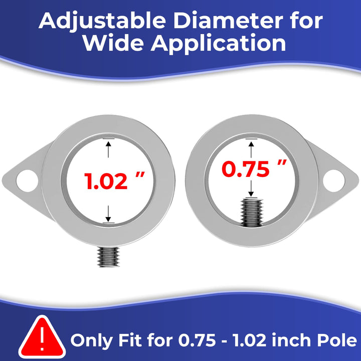 Flag Pole Rings 2 Pcs, Aluminum Alloy Flag Pole Clips, 360° Rotating Anti-Wrap Flagpole Flag Mounting Rings, Spinning Flag Pole Kit with Carabiner for 0.75-1.02 Inch Diameter Flagpole, Silver