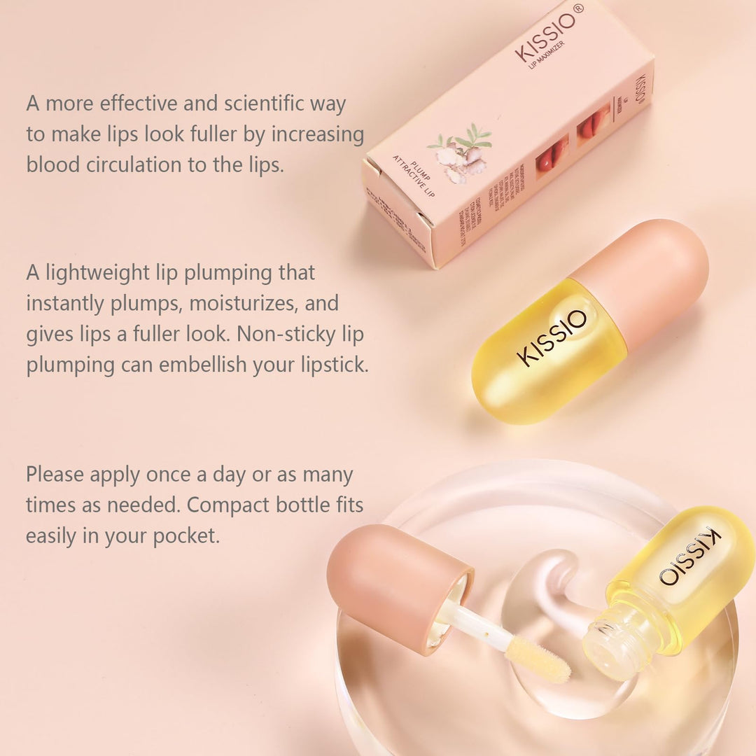 Natural Lip Plumper, Lip Maximizer, Moisturizing Clear Lip Gloss, Glossy Finish, 5.5ml - Transparent