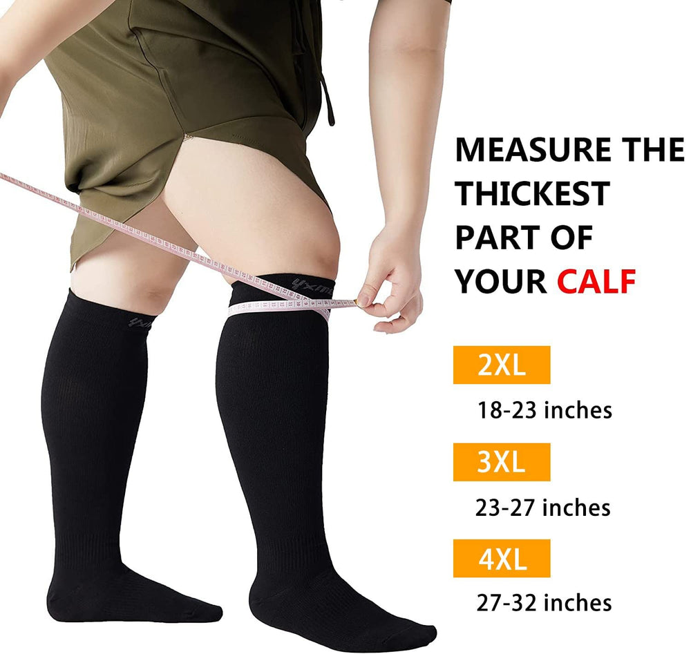 Wide Calf Compression Socks for Women Men, 3XL Plus Size Compression Socks, Graduated Bamboo Knee High Support Stockings XXXL