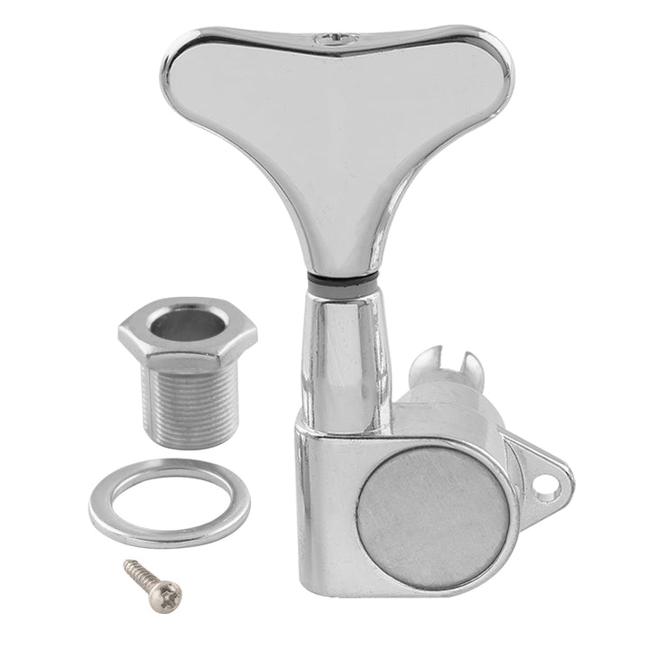 Pro 4 in Line Sealed Electric Bass Tuners Tuning Pegs Keys Machine Heads Set for 4 String Precision Jazz Bass Replacement, Chrome