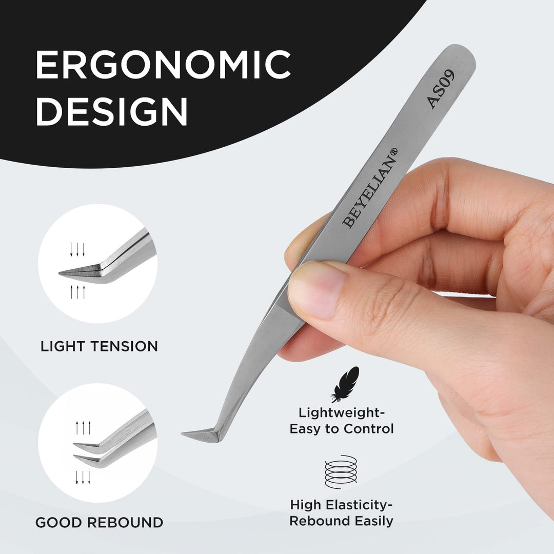 Curved Eyelash Extension Tweezers for 3D-6D Volume Lash Application (#AS09)
