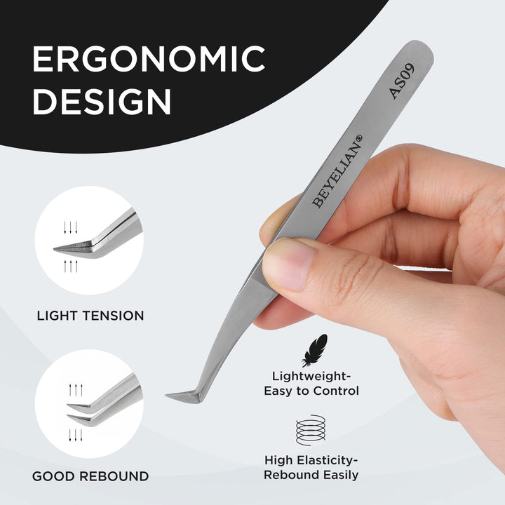 Curved Eyelash Extension Tweezers for 3D-6D Volume Lash Application (#AS09)