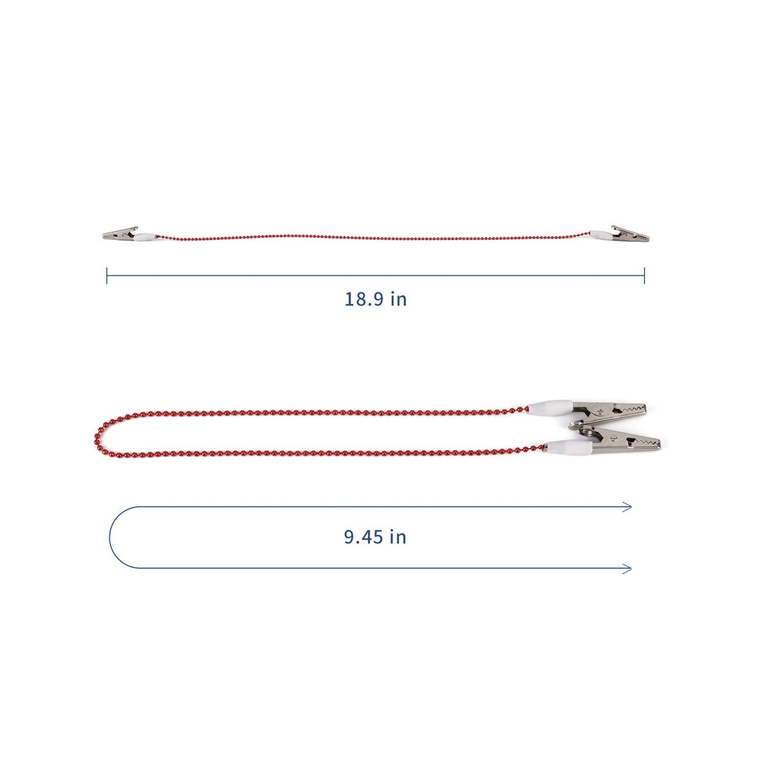 3 PCS Dental Bib Holder Clips Ball Tatto Chain Clip Red, Metal Napkin Towel Fixing Holders Adjustable for Kid|Adult|Patient|Dentist, Easy to Use - Lightweight