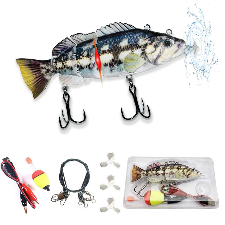 Robotic Electric Fishing Lure Rechargeable 5.1 Auto-Swimming Multi Segment Swim Bait Vibration LED Light Fishing Bait