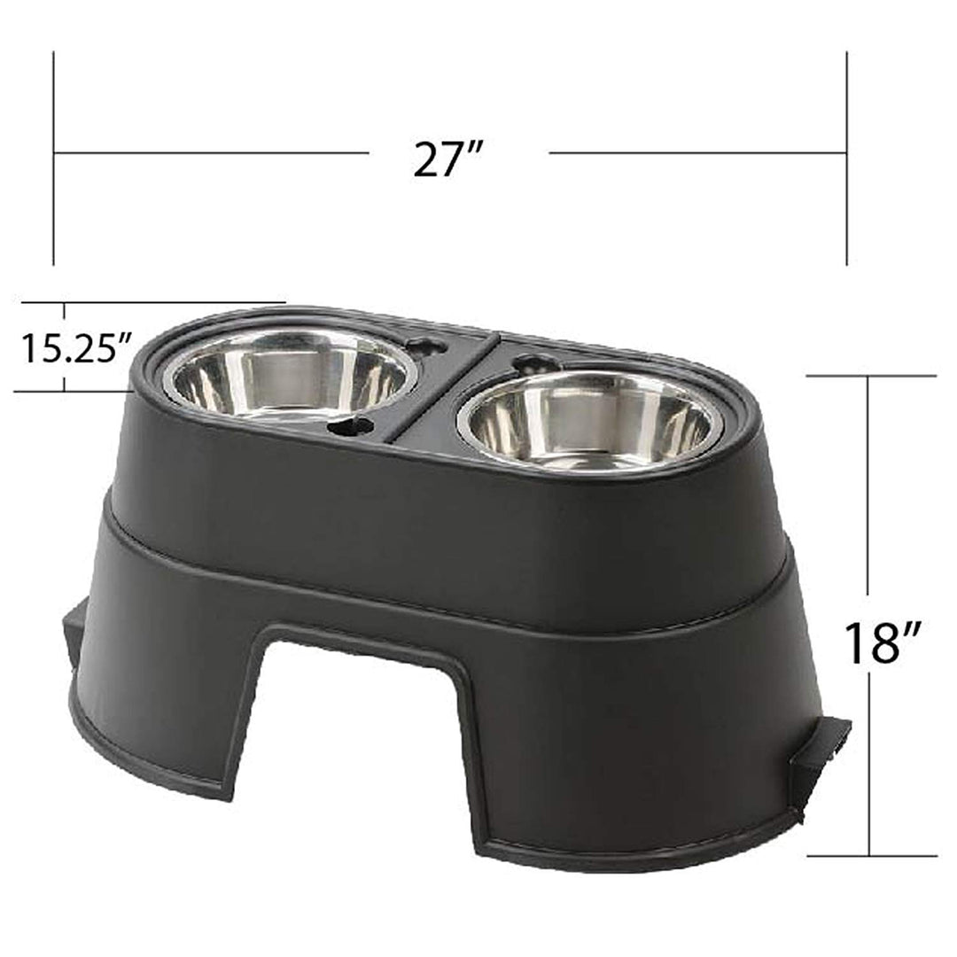 OurPets Comfort Diner Elevated Dog Food Dish (Bowls Available in 4, 8 inches and 12 inches for Large ; Medium and Small Dogs); Black; 12-inch