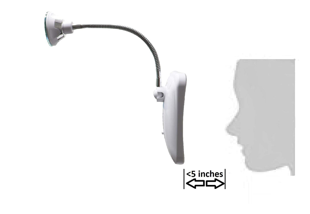 Square Flexible Gooseneck LED Lighted 10X Magnifying Makeup Mirror, Power Locking Suction Cup, Bright Diffused Light, 360 Degree Swivel, Portable Cordless Travel and Home Bathroom Vanity Mirror