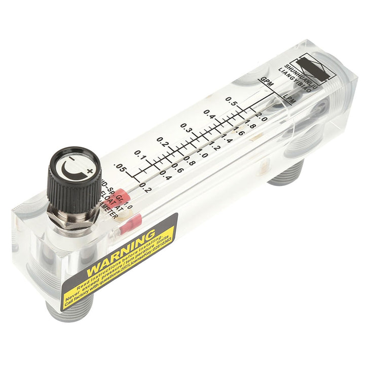 0.1-0.5GPM Water Liquid Meter Tool Flowmeter Water Liquid Inline Flowmeter Rotameter Adjustable Knob Panel Type, Female Thread 1/4 Inch Inch BSPT