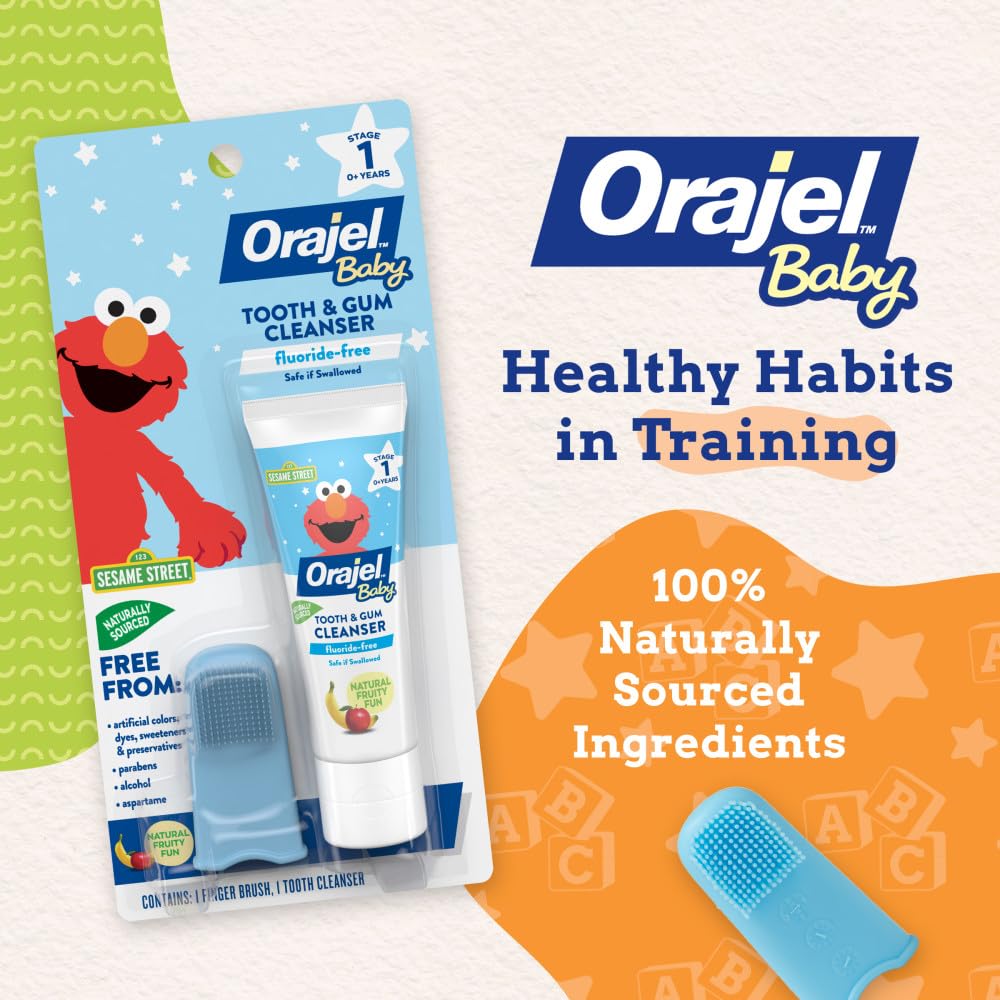 Baby Elmo Tooth and Gum Cleanser with Finger Brush, Fruity Fun, 1.0 Ounce
