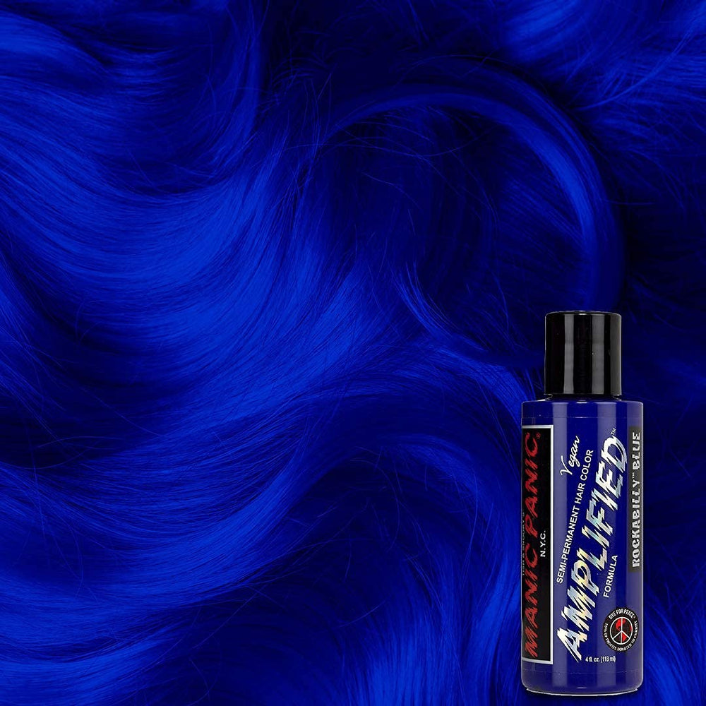 Rockabilly Blue Hair Dye - Amplified - Semi Permanent Strongest True Neutral Blue Hair Color For Dark or Light Hair – Vegan, PPD & Ammonia-Free (4oz)