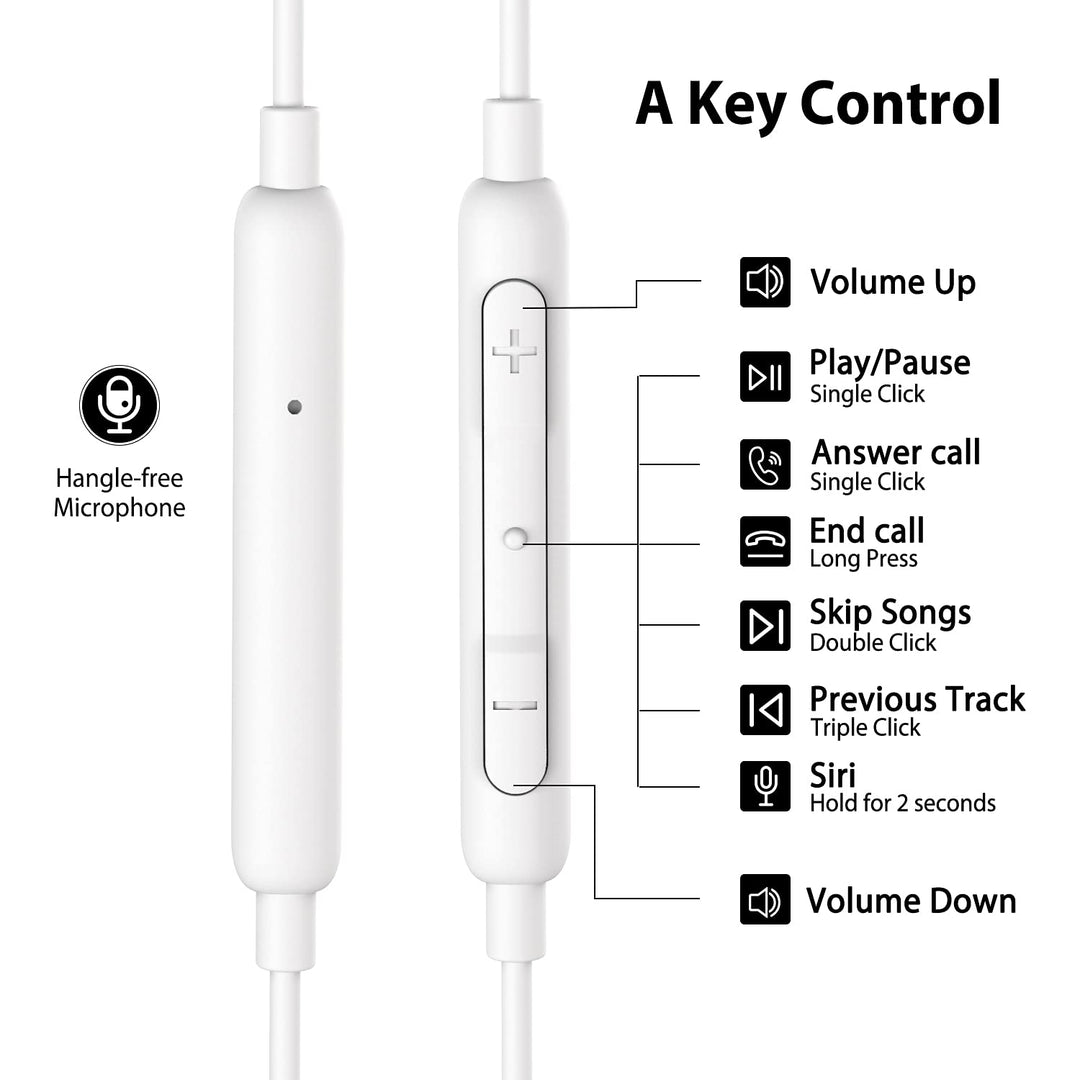 iPhone Earbuds for iPhone Headphones MFi Certified Compatible for iPhone with Microphone Volume Control for iPhone 14/13/12/11/Pro Max/Xr/Xs Max/X/8, iPad or iPod touch with lightning port White