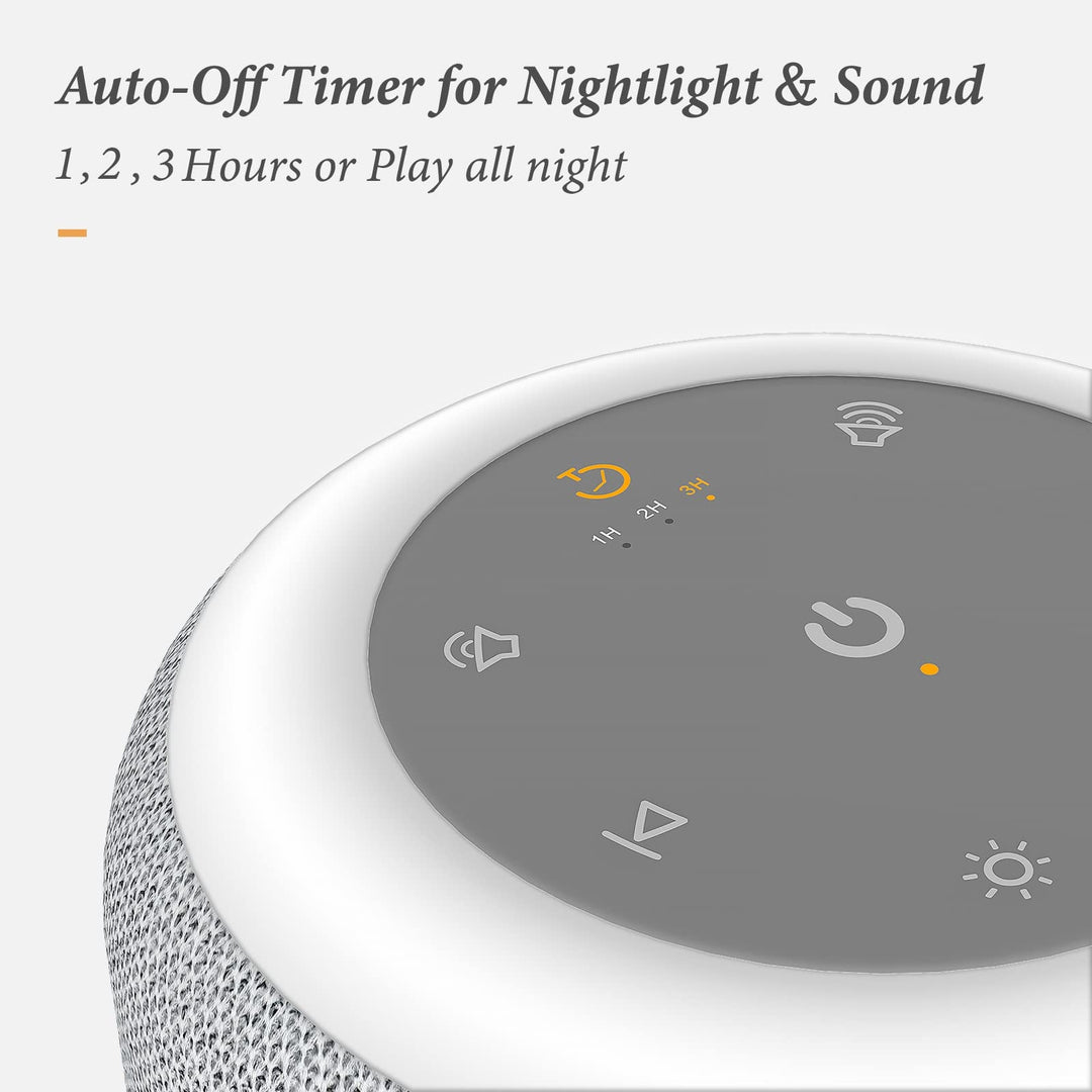 White Noise Sound Machine for Sleeping with 17 Soothing Sounds, 8 Color Night Light, Memory Function, Fabric Design - Noise Maker for Home, Office, Kids and Adults -Light Grey