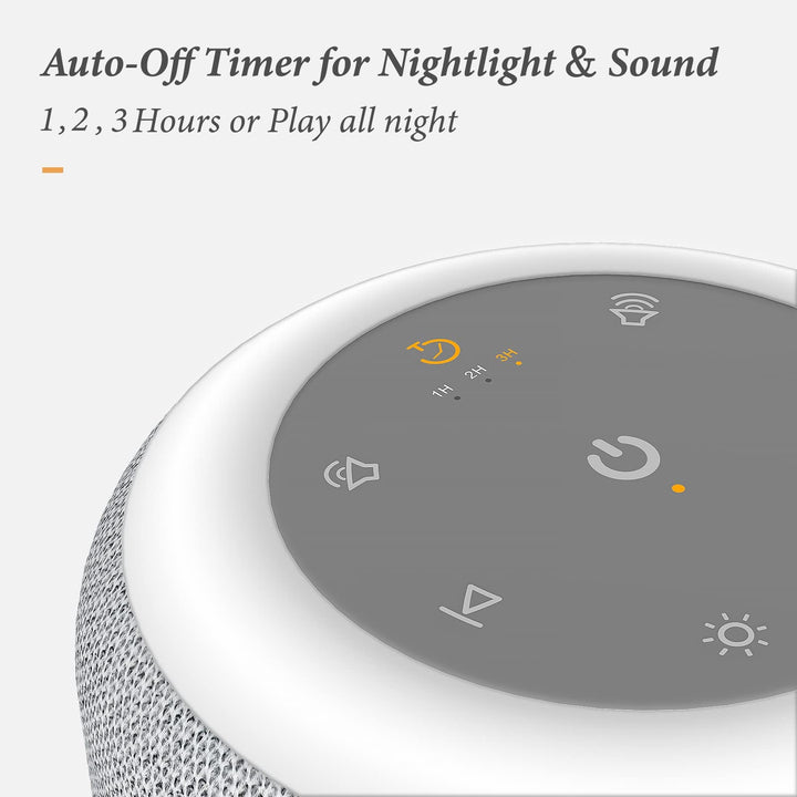 White Noise Sound Machine for Sleeping with 17 Soothing Sounds, 8 Color Night Light, Memory Function, Fabric Design - Noise Maker for Home, Office, Kids and Adults -Light Grey