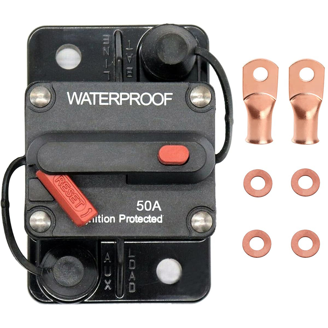 100 Amp Circuit Breaker with Manual Reset Fuse for Car Marine Trolling Motors Boat ATV Manual Power Protect for Audio System Fuse DC 12V-48V Waterproof (100A),74 x 49 x 44
