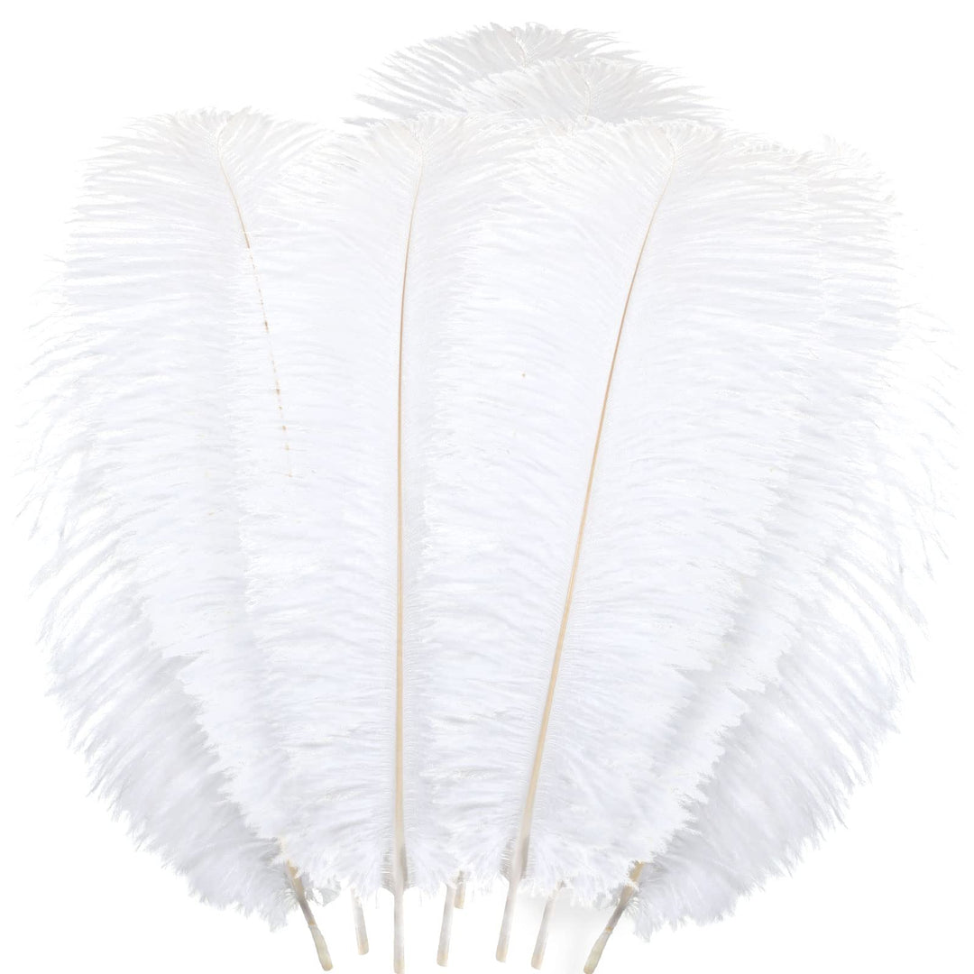 48 Pcs Natural Ostrich Feathers 10-12 Inch (25-30 cm) Large Feathers for Crafts Feather Centerpieces for Tables Feather Plume for Vases Wedding Party Tree Decorations (White)