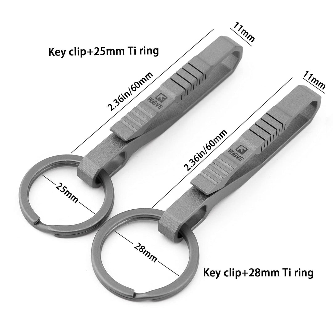 Keychain Clip, Titanium Key Holder with Detachable Keyring for pants, Key Accessory, Gifts for Men Women (25mm Ti Ring)