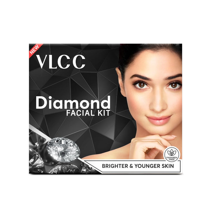 Diamond Facial Kit - 60g | Skin purifying with Parlour Glow | Improves Skin Elasticity, Brightens and Lightens Patchy Damaged Skin | With Colloidal Diamond, Jojoba Oil, Olive Oil & Aloe Vera.