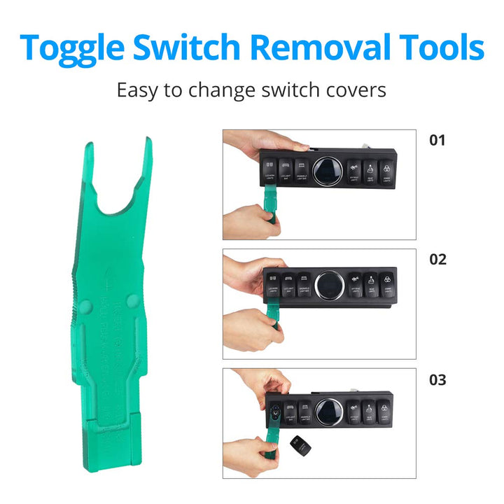 6-Switch Pod Toggle Switch Panel Overhead and Source Control System Box Wiring Harness Kit with 12 Switch Covers & a Switch Clip Remover Compatible with Jeep Wrangle (Red)
