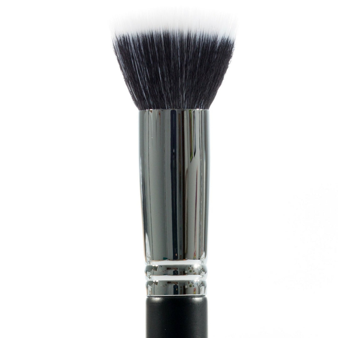 1 Pc Duo Fiber Large Stippling, Black: Pro Duo Fiber Large Stippling Makeup Brush To Blend Liquid Foundation For A Sheer Flawless Skin Perfecting Finish, Synthetic