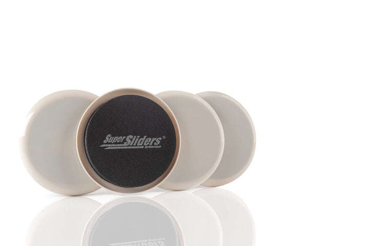 3 1/2 Round Reusable Furniture Sliders for Carpet - Effortless Moving and Surface Protection, Beige (4 Pack)