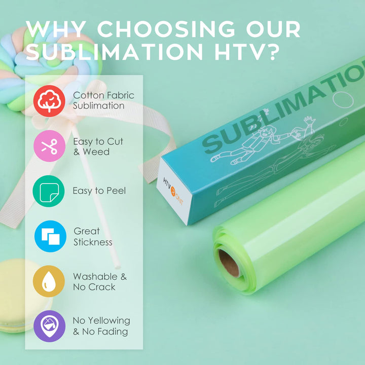 Clear Sublimation HTV Glossy - 12 X 5FT Upgraded Sublimation Vinyl - Vivid Colors Clear Dye Sub HTV for Light-Colored Cotton Fabric