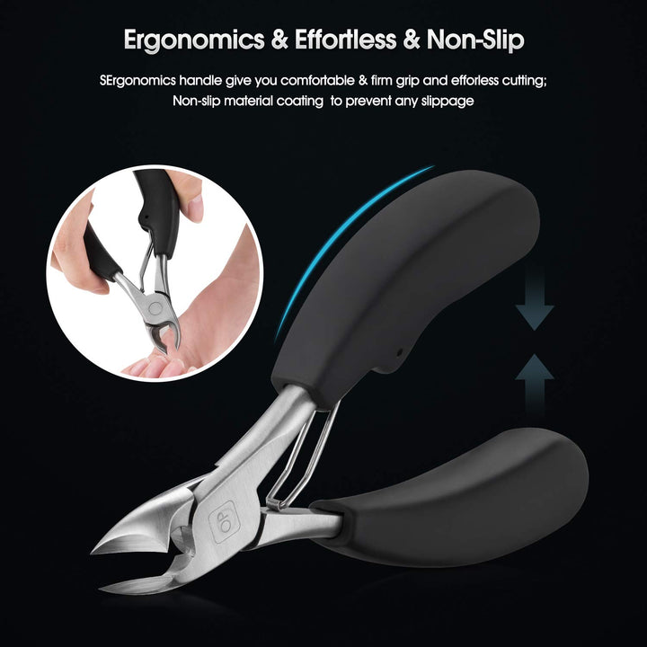 Podiatrist Toenail Clippers Ingrown or Thick Toe Nail Clippers for Men, Toenail Cutters Nipper Precision Diabetic Pedicure Tool Curved Edge, X5 (Silver)