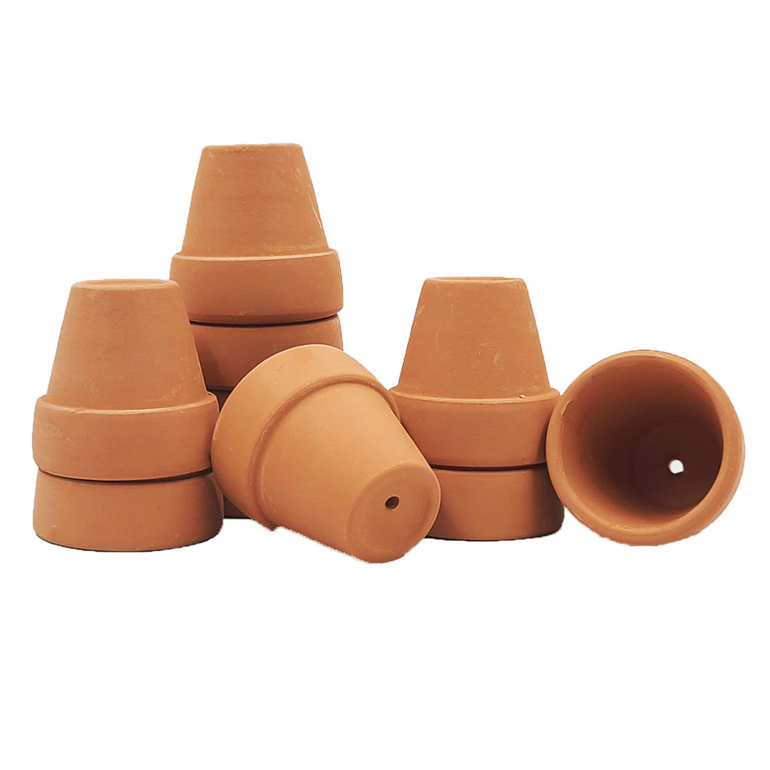 Mini Terracotta Pots with Drainage Holes - 1.5 inches Tiny Clay Nursery Pots for Indoor/Outdoor Mini Plant, DIY Crafts, Wedding Favors(10 Pack)