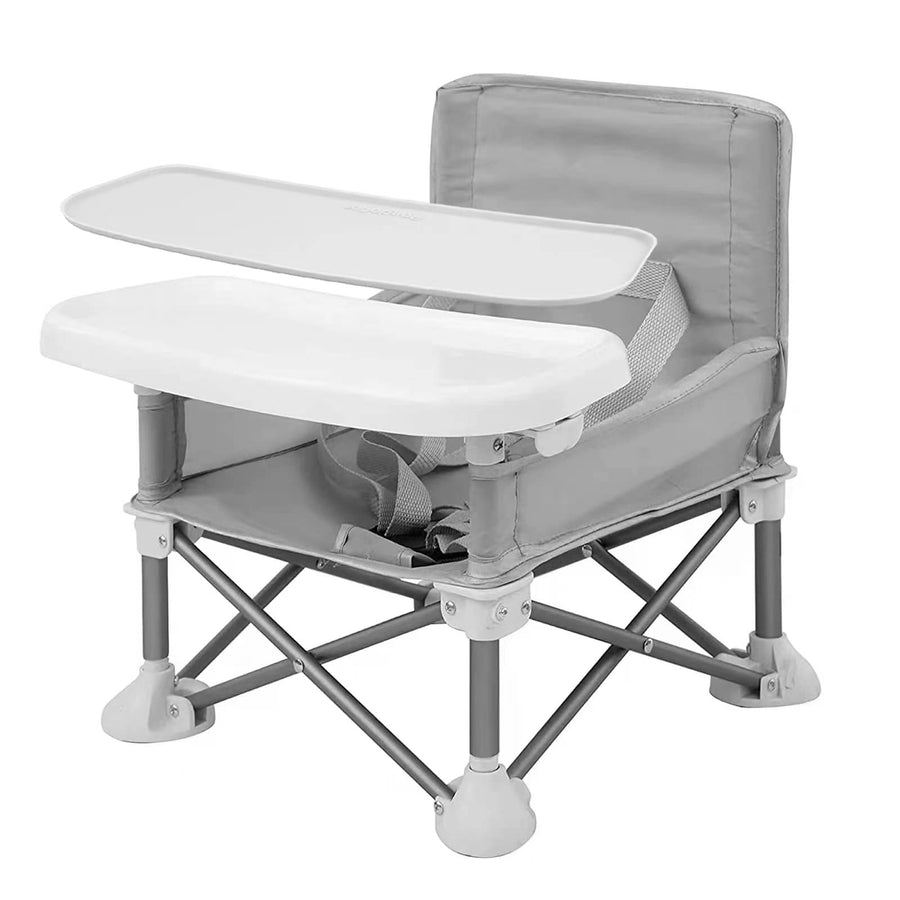 Portable Baby Seat Travel| Compact Fold with Straps for Indoor/Outdoor Use| Great for Camping, Beach, Lawn |Toddlers, Kids, Boys, Girls (Grey with Placemat)