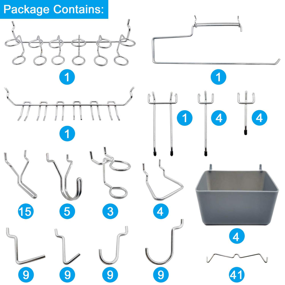 Peg Board Hooks Accessories, Pegboard Bins, Organizer, for Garage, 120pcs