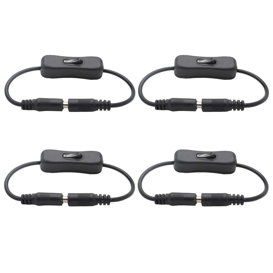 4pcs LED Strip Light Inline On/Off Switch Cable DC Jack 5.5x2.1mm Male to Female Connector, DC Jack Switch, LED Tape Connector, 12V Inline Rocker Switch DC Power Adapter Connector, 12inch