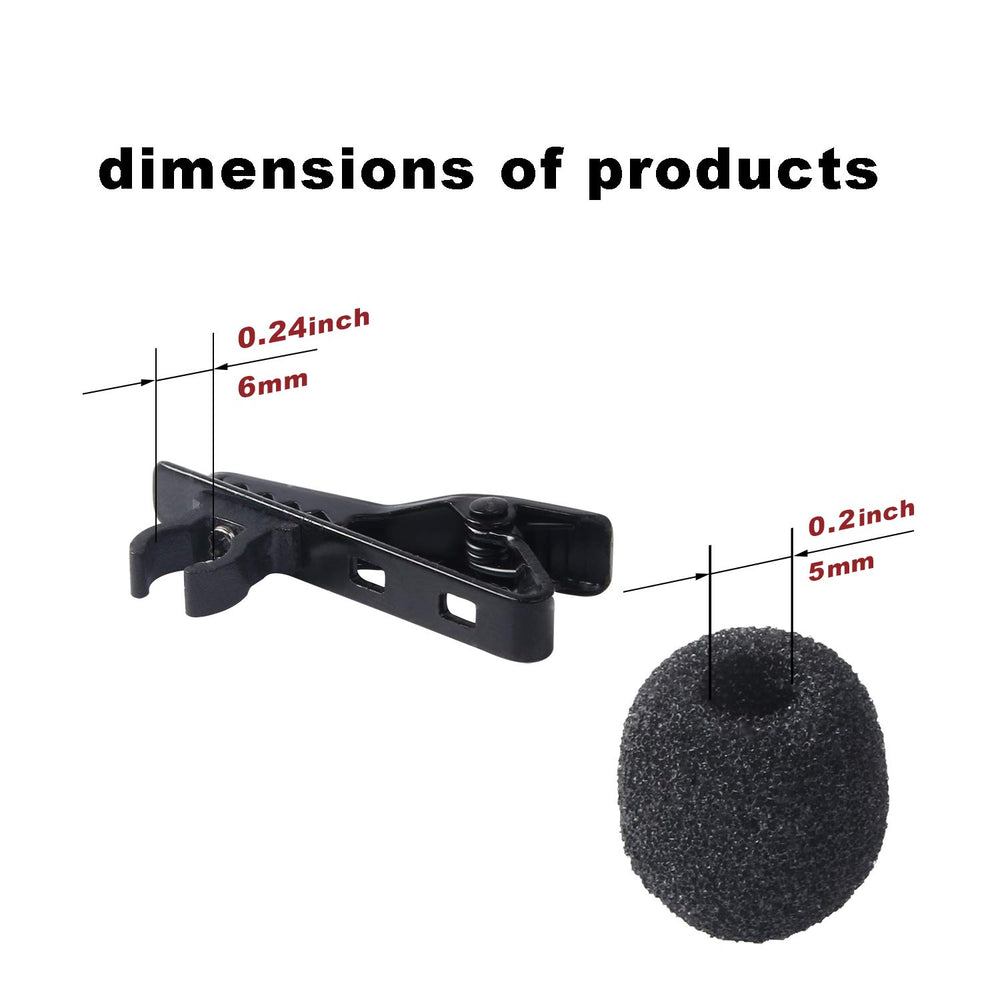 12Pcs Lavalier Microphone Clip Metal Tie Clips with 12Pcs Foam Windscreen Cover, Lapel Microphone Replacement Kit