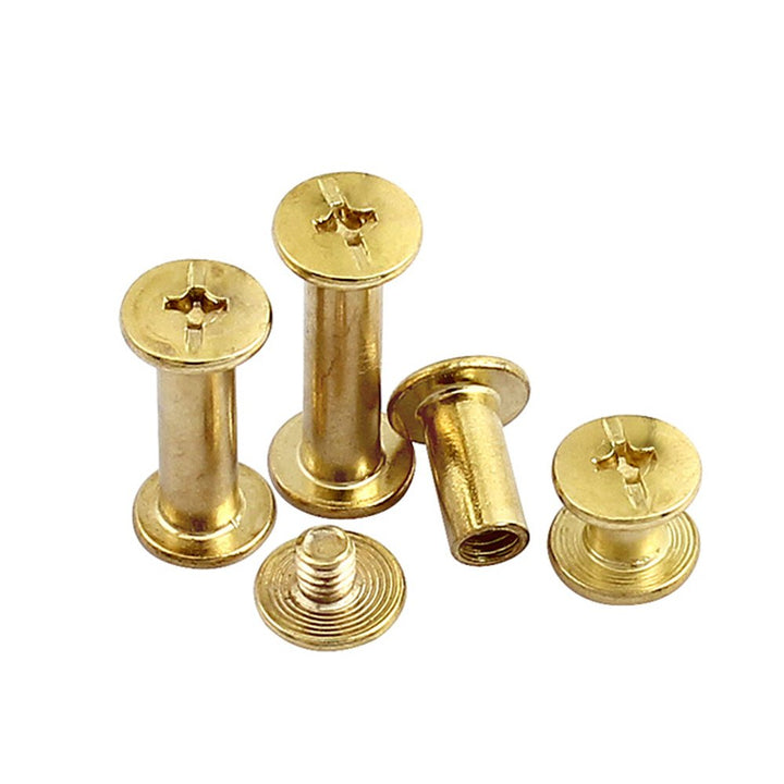 50-Sets M5 Brass Plated Phillips Chicago Screw Posts Binding Screws Assortment Kit for Scrapbook Photo Albums Binding, Leather Repair - Gold (M5 x 40mm-50Sets)