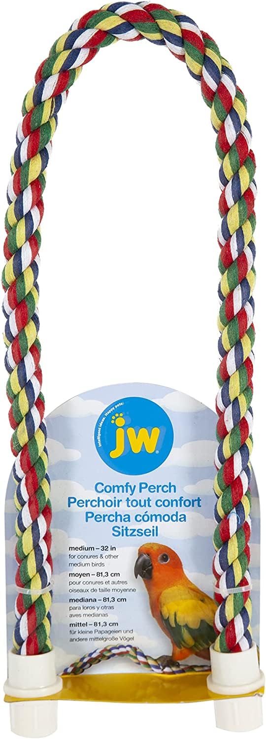 Pet Comfy Perch For Birds Flexible Multi-color Rope, Medium - 32 Length