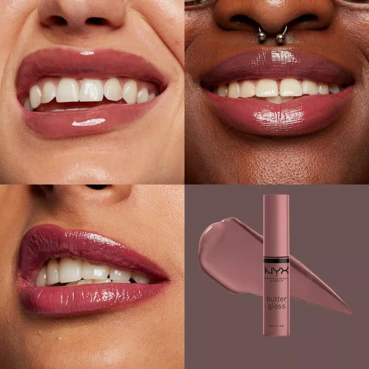 Butter Gloss, Non-Sticky Lip Gloss - Cinnamon Roll (Dusty Nude Mauve)