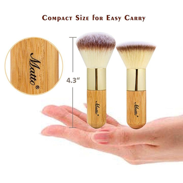 Bamboo Makeup Brush Set Face Kabuki 2 Pieces - Foundation And Powder Makeup Brushes For Mineral Bb Cream