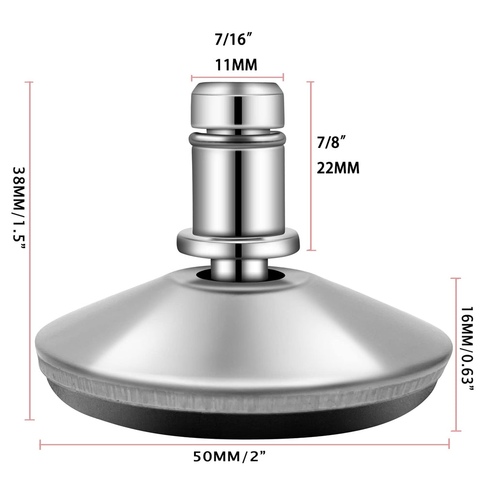 Bell Glides Replacement Office Chair Swivel Caster Wheels to Fixed Stationary Castors,Adjustable Castor Low Profile Stool with Separate Self Adhesive Felt Pads Black 5pcs Silver