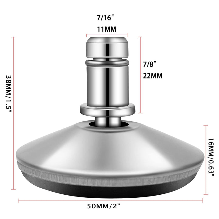 Bell Glides Replacement Office Chair Swivel Caster Wheels to Fixed Stationary Castors,Adjustable Castor Low Profile Stool with Separate Self Adhesive Felt Pads Black 5pcs Silver