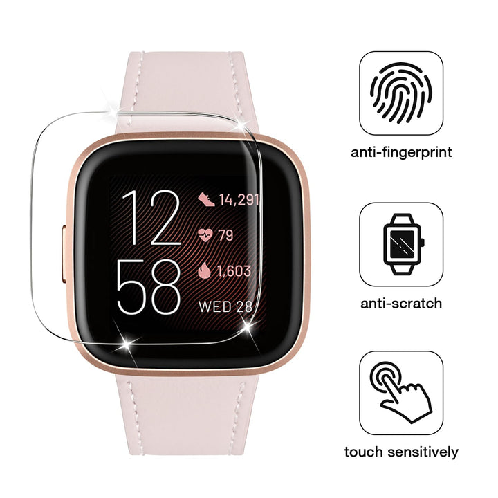 for Fitbit Versa Bands, Top Grain Leather Replacement Strap for Fitbit Versa/Versa 2 /Versa Lite/Versa SE Fitness Smart Watch (PinkSand Band+ Rosegold Buckle)