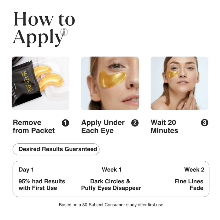 Korean Gold Under Eye Patches for Dark Circles and Puffiness, Wrinkles - Retinol + Hyaluronic Acid + Collagen + Niacinamide, Under Eye Mask Puffy Eyes Treatment for Women Skin Care